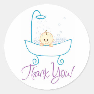 Baby In Tub Thank You Sticker Labels