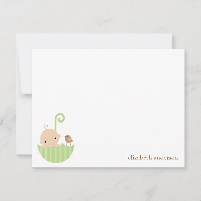 Baby in Umbrella Custom Flat Thank You Cards (Front)
