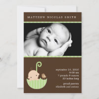 Baby in Umbrella Photo Baby Birth Announcements