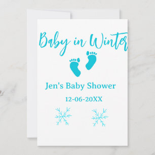 Baby in Winter baby shower blue baby feet snowflak Invitation