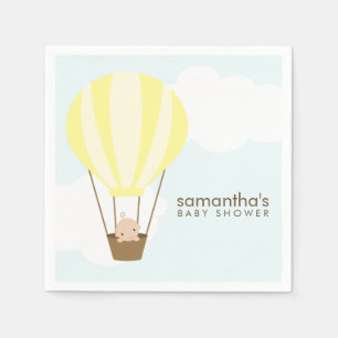 Baby in Yellow Hot Air Balloon Baby Shower Napkin