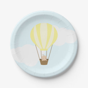 Baby in Yellow Hot Air Balloon Baby Shower Paper Plate
