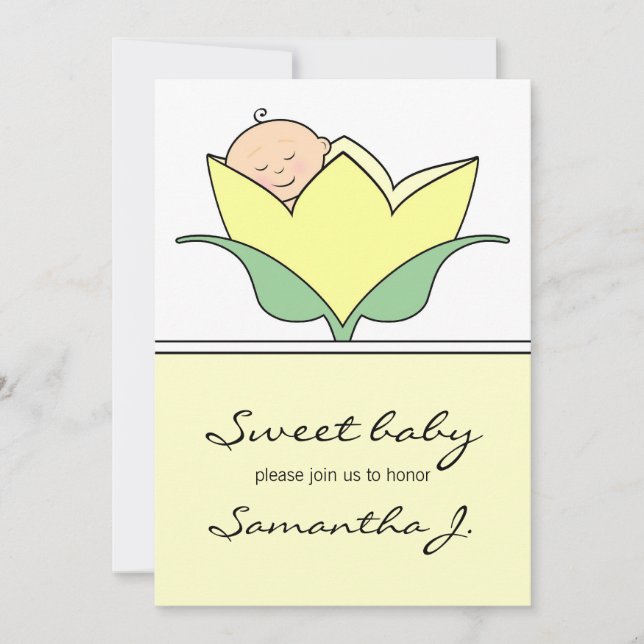 Baby in Yellow Tulip Baby Shower Invitation (Front)