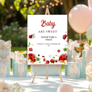 Baby insect lady bug girl baby shower Favor sign