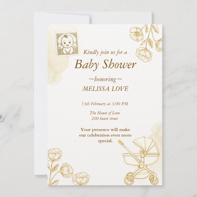 Baby Invitation - Cute Stamp (Front)