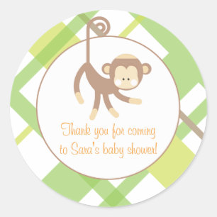 Baby Invitation or Favour Sticker - Monkey