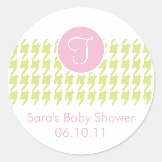 Baby Invitation or Favour Sticker - Monogram (Front)
