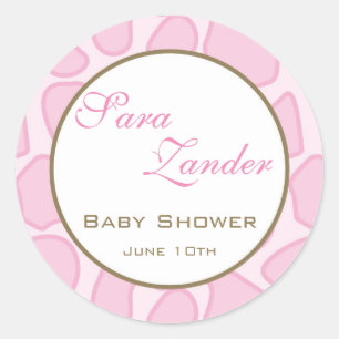 Baby Invitation or Favour Sticker - Pink
