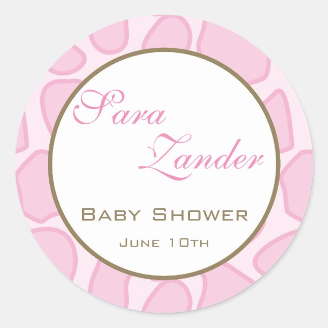 Baby Invitation or Favour Sticker - Pink (Front)