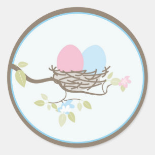 Baby Invitation or Favour Sticker - Twin Eggs