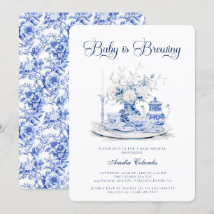 Baby is Bewing Chinnosserie Baby Shower Tea Party  Invitation