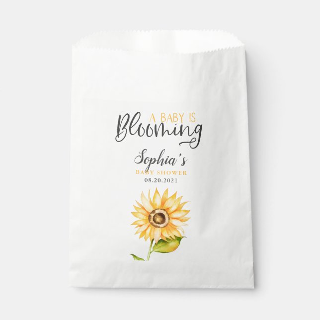Baby Is Blooming Sunflower Shower Favour Bags (Front)