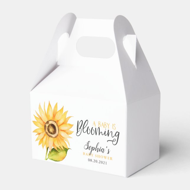 Baby Is Blooming Sunflower Shower Favour Box (Front Side)