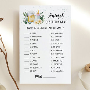 Baby Is Brewing Animal Gestation Game Pink Card