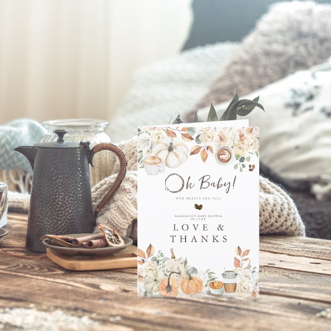 Baby is Brewing | Autumn Coffee Baby Shower Thank You Card (Creator Uploaded)