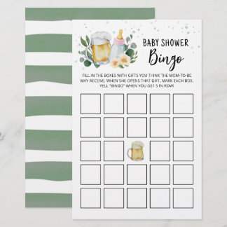 Baby Is Brewing Baby Shower Bingo Game Card Pink