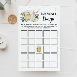 Baby Is Brewing Baby Shower Bingo Game Card Pink