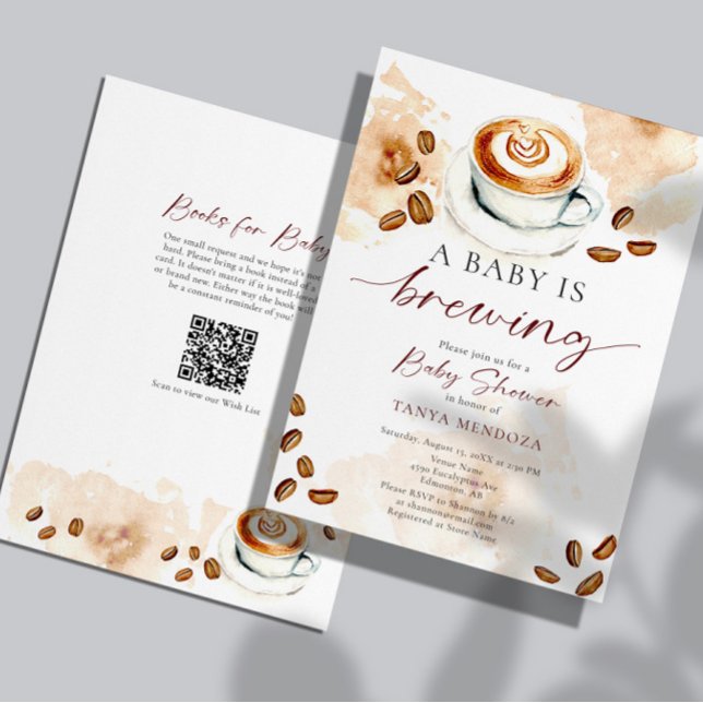 Baby is Brewing Baby Shower Book Request QR Code Invitation (Creator Uploaded)