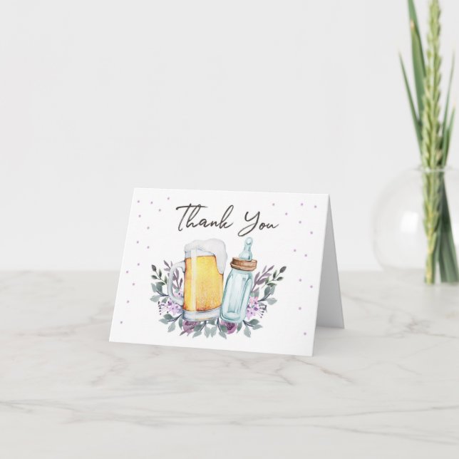 Baby is Brewing Baby Shower Bottle Thank You Card (Front)