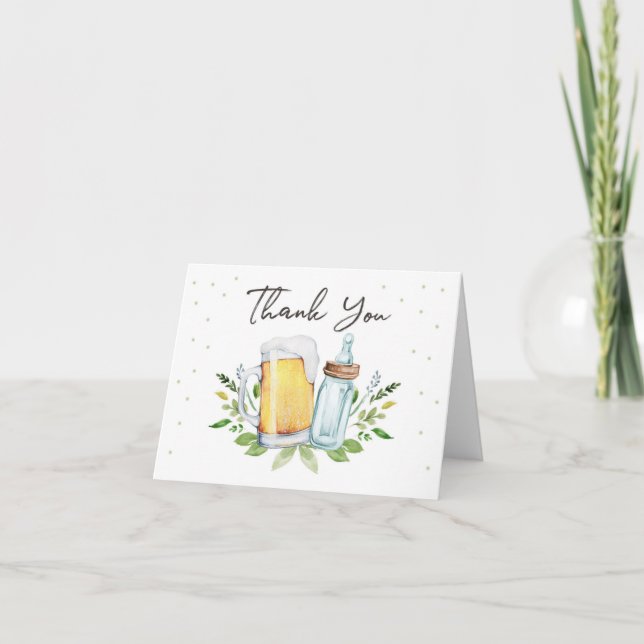 Baby is Brewing Baby Shower Bottle Thank You Card (Front)