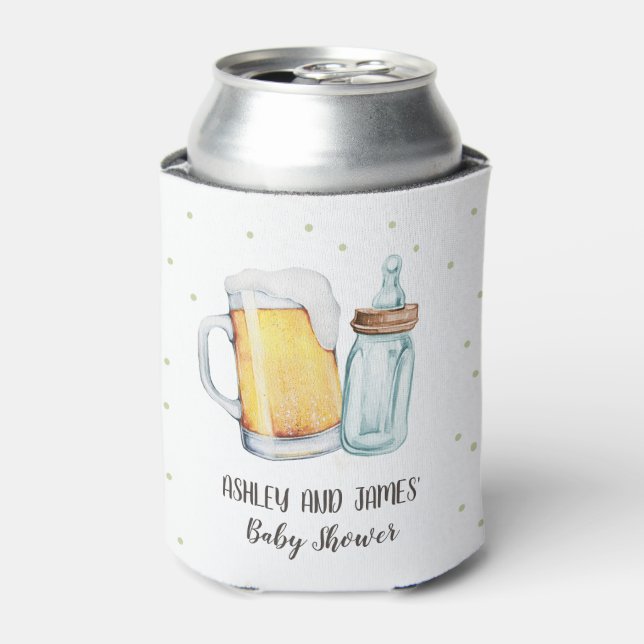 Baby is Brewing Baby Shower Cheers Beer Bottle Can Can Cooler (Can Front)