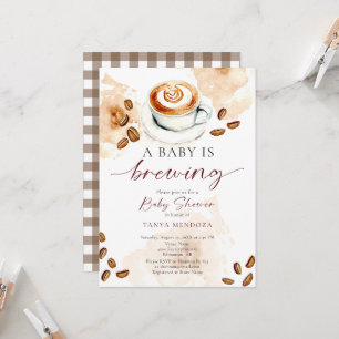 Baby is Brewing Baby Shower Coffee Watercolor Invitation