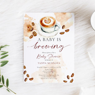 Baby is Brewing Baby Shower Coffee Watercolor Invitation