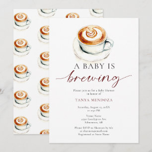 Baby is Brewing Baby Shower Coffee Watercolor Invitation