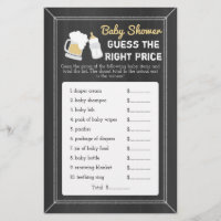 Baby is Brewing Baby Shower Guess Right Price Game