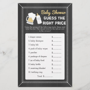 Baby is Brewing Baby Shower Guess Right Price Game Flyer