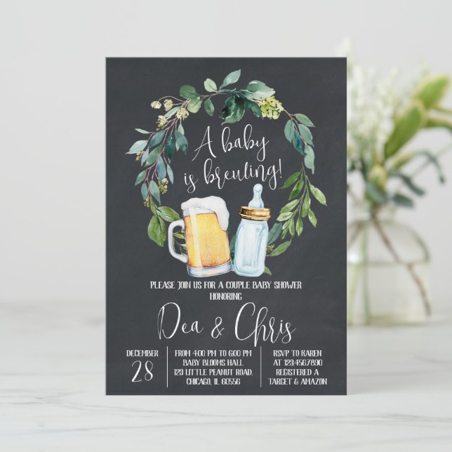 Baby is Brewing Baby Shower Invitation (Standing Front)