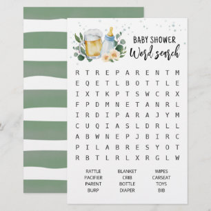 Baby Is Brewing Baby Shower Word search Game
