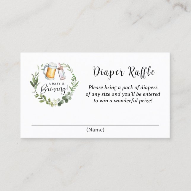 Baby is Brewing Beer and Diaper Raffle Business Card (Front)
