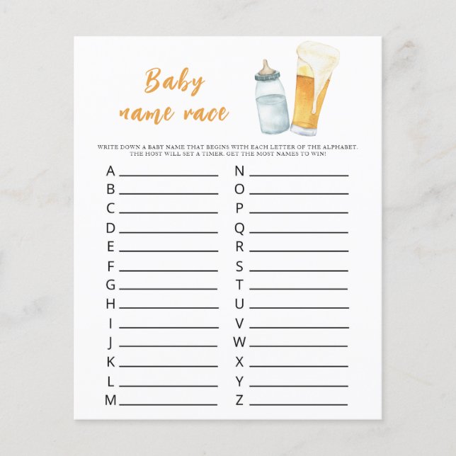 Baby is brewing beer - Baby name race game (Front)