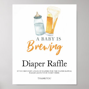 Baby is brewing beer baby shower diaper raffle  poster