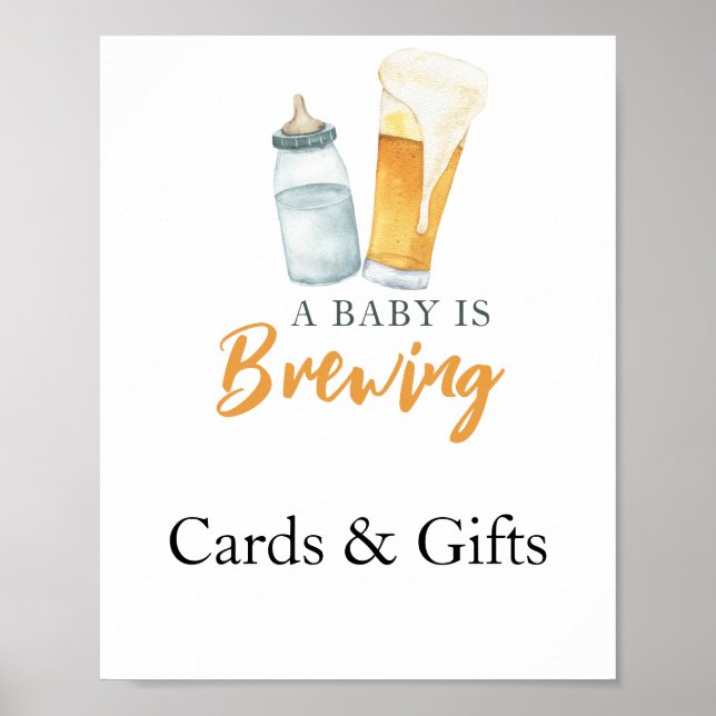 Baby is brewing beer Cards and gifts baby shower Poster (Front)