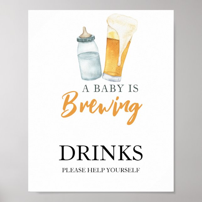 Baby is brewing beer Drinks Poster (Front)