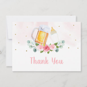 Baby Is Brewing Beer Pink Floral Thank You