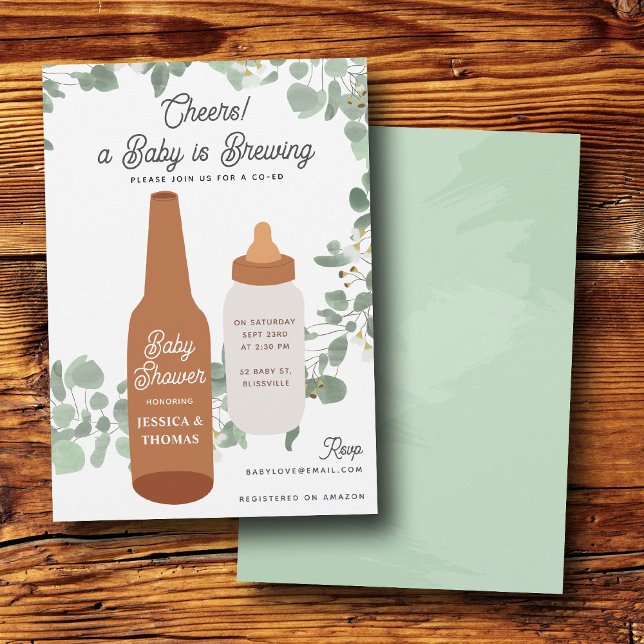 Baby is Brewing Beers & Bottles Coed Baby Shower Invitation (Baby is Brewing Beers & Bottles Coed Baby Shower Invitation)