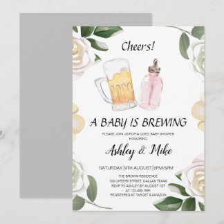 Baby Is Brewing Beers & Cheers Coed Baby Shower I Invitation