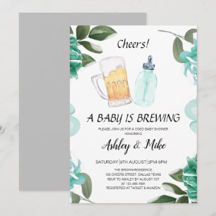 Baby Is Brewing Beers & Cheers Coed Baby Shower Invitation