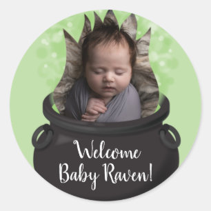 Baby is Brewing Birth Announcement Halloween Classic Round Sticker