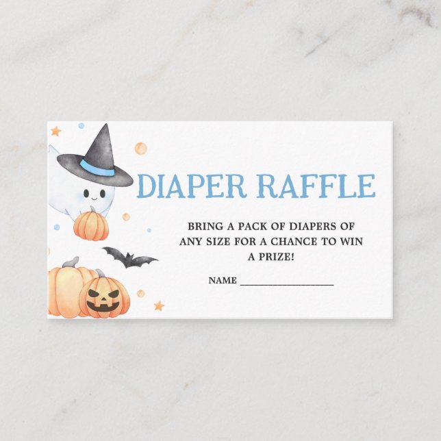 Baby is Brewing Blue Halloween Diaper Raffle Enclosure Card (Front)