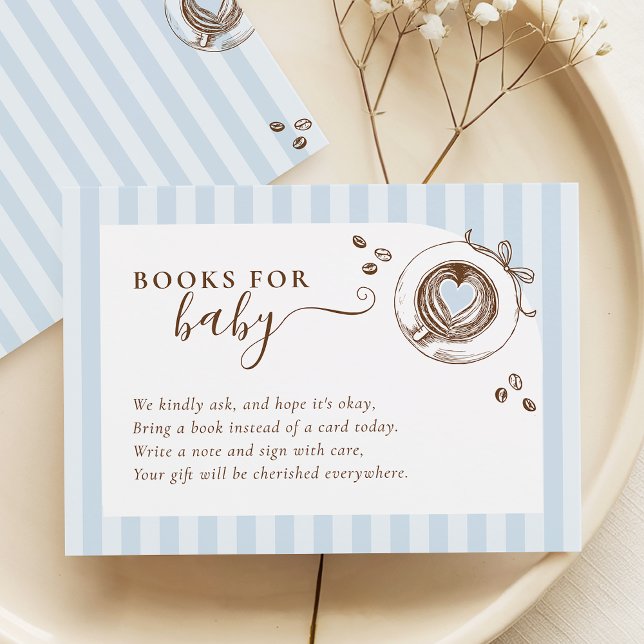 Baby Is Brewing Blue Stripes Books for Baby Card (Creator Uploaded)