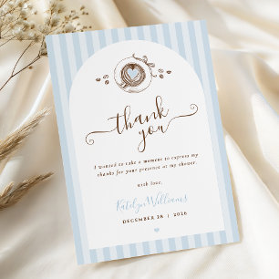 Baby Is Brewing Blue Stripes Thank You Card