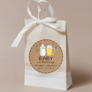 Baby Is Brewing Bottle Beer Glass Baby Shower Classic Round Sticker