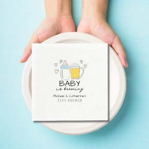 Baby Is Brewing Bottle Beer Glass Baby Shower Napkin