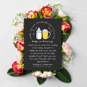 Baby Is Brewing Bottle Beer Glass Baby Shower Thank You Card