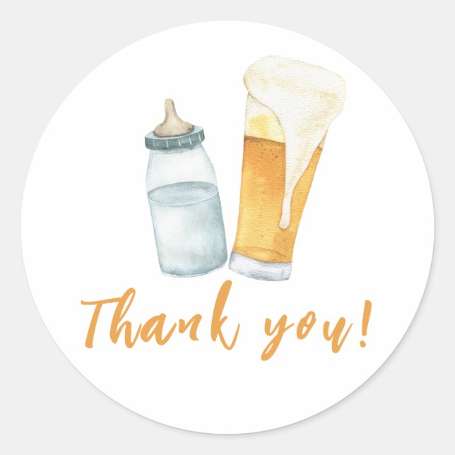 Baby is Brewing Bottle Beer Thank you Classic Round Sticker (Front)