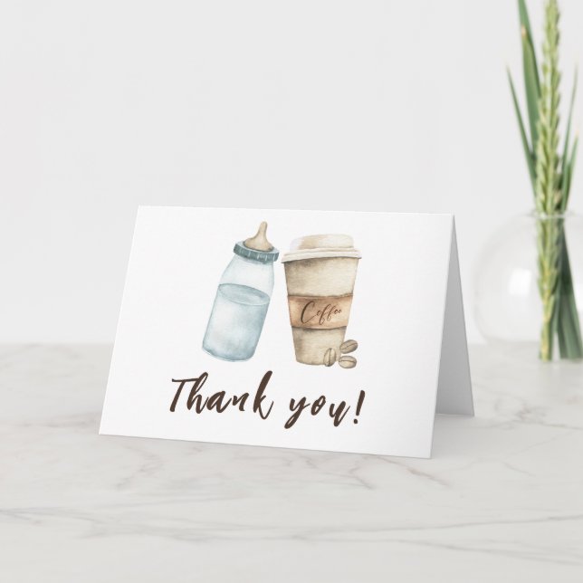 Baby is Brewing Bottle Coffee Thank you Card (Front)
